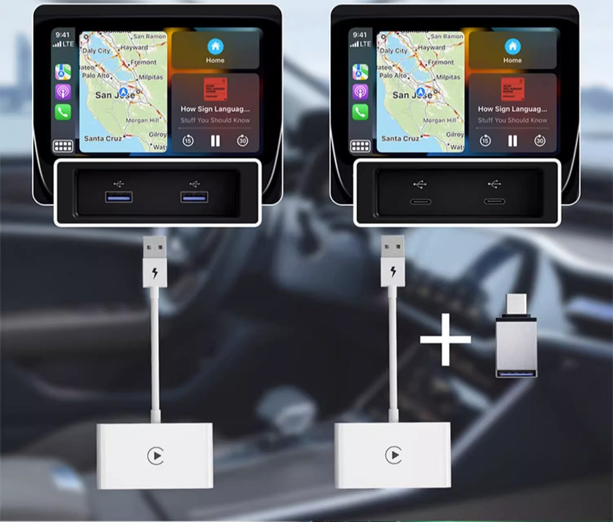 Wireless Upgrade: Transform your wired CarPlay into a wireless connection, allowing you to enjoy calls, messages, music, navigation, Siri, and more without the need to plug in your iPhone.
Plug and Play: The Apple CarPlay dongle is very easy to install. Simply plug the adapter into your car's USB port/Type C port, turn on Bluetooth and Wi-Fi on your iPhone, connect to the car's Bluetooth, and instantly upgrade your infotainment system to wireless Apple CarPlay with support for the latest iOS 18.
Wide Compatibility: It works with most wired CarPlay cars, and comes equipped with a USB to Type C Adapter for added convenience.
Multifunction Support: The CarPlay wireless adapter supports voice control, Siri, phone calls, GPS navigation, iTunes, music apps, and messages. You can also interact with it directly using the car's built-in display and controls, or using the Siri Eyes-Free feature. Make calls, listen to music, send and receive messages, and use navigation easily and securely., Wireless CarPlay Dongle for Apple Devic (Apple CarPlay Function Requires Apple CarPlay functionality) - Black
