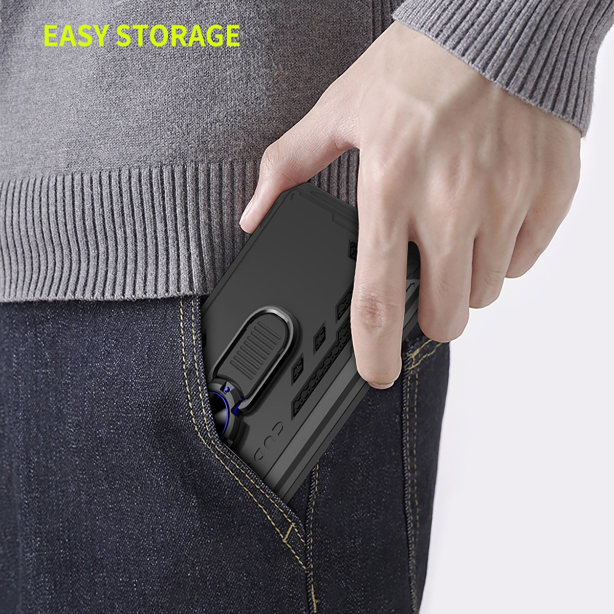 Metal Patch
TPU
FOR MAGNETIC
RING
PC+TPU
Metal Ring
SHOCKPROOF
KICKSTAND,AN ADJUSTABLE INTEGRATED 180 & 360 DEGREE GEARPOTATING RING, 2 in 1 Protect Case with Metal Ring for Samsung Galaxy S24 5G - Blue