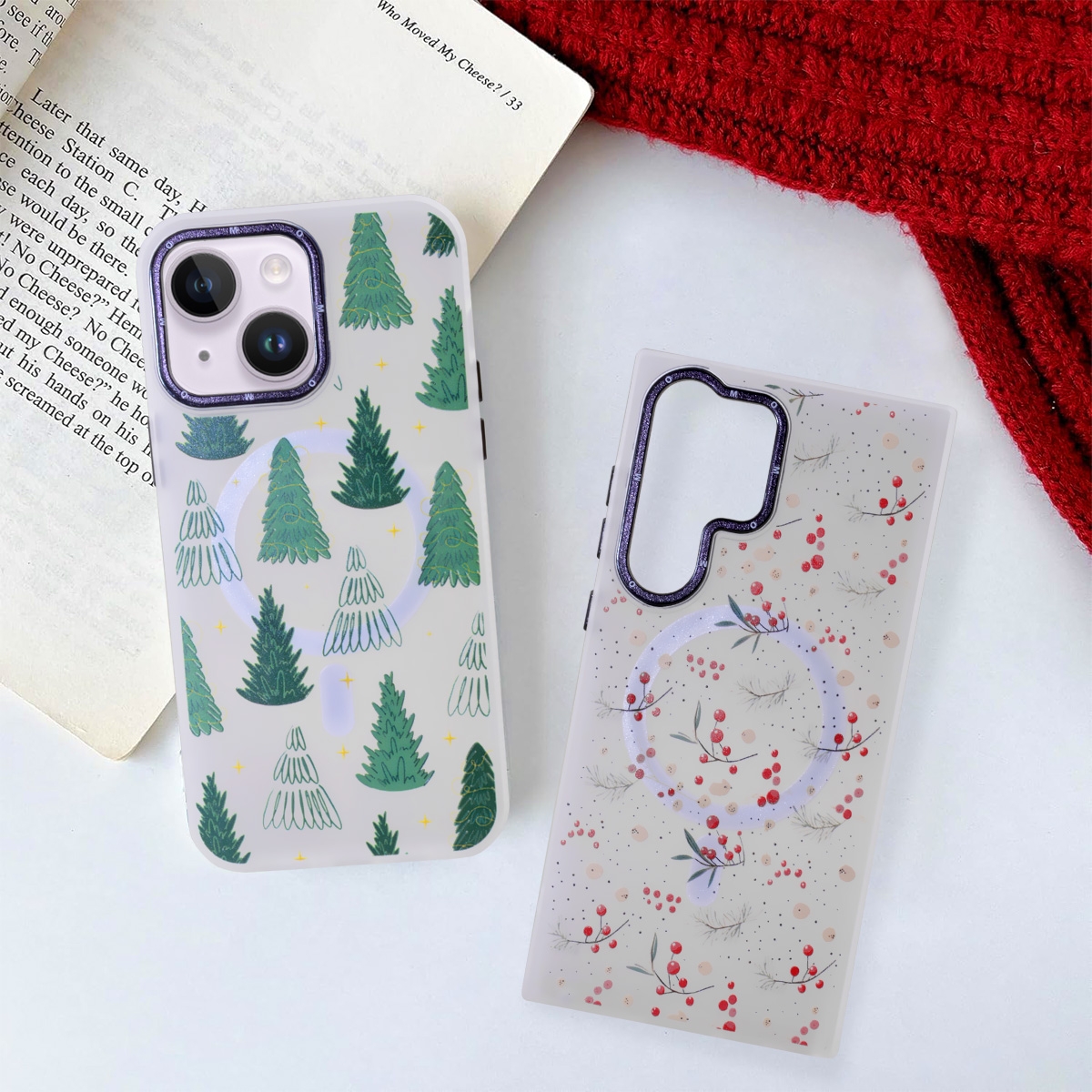❆【Aesthetic Christmas Design】A unique fashionable clear phone case with a chic Christmas print pattern design that doesn
