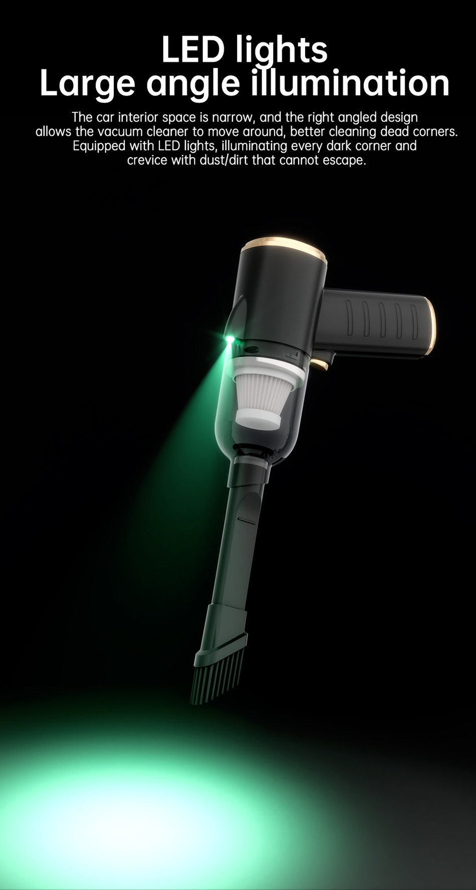 LED lights provide large angle illumination, revealing every corner and crevice, leaving no dust behind.
Multi-functional use, serving as both a vacuum cleaner and a blower, offering absorbable and blowable efficient experiences.
Lightweight design, weighing only 308g, making it easy to carry and store.
Noise reduction design ensures comfortable operation without disturbance, with the DC air duct greatly reducing noise.
High suction power for easy suction, making cleaning effortless.
Portable fast charging with Type-C charging, convenient for on-the-go.
Suitable for various environments such as car interiors, offices, and homes, quickly cleaning seats, keyboards, drawers, pet hair, sofa carpets, and more., Suction and Blow Multifunctional Vacuum Cleaner - White