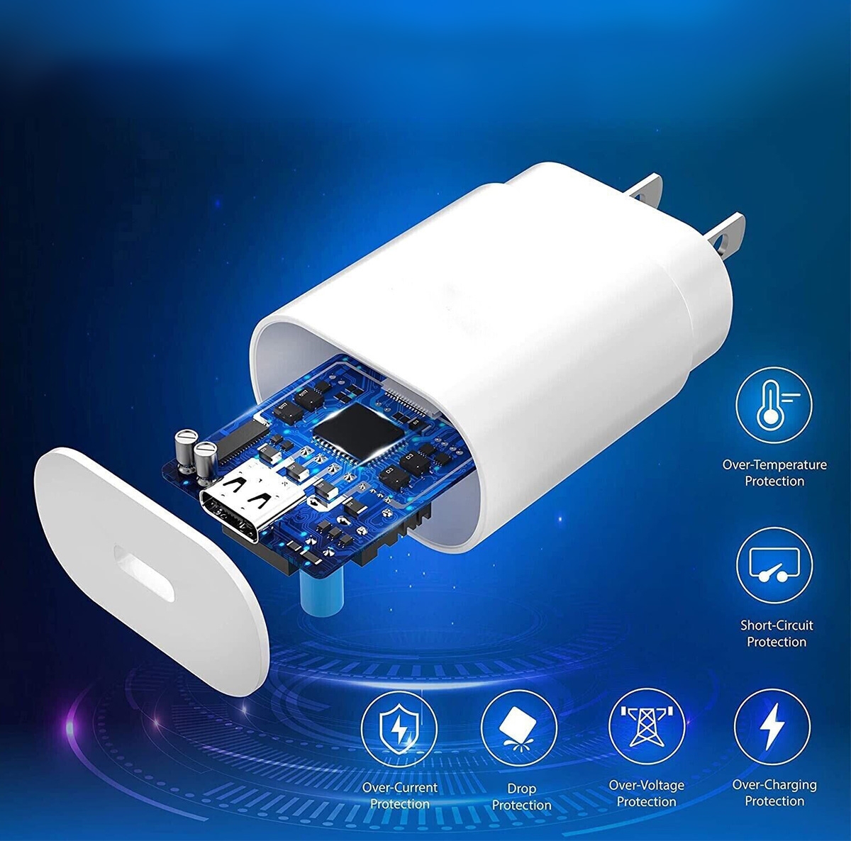 Multiple Safety Protections: Equipped with over-temperature, short-circuit, over-current, over-voltage, and over-charging protections for safe charging.
Fast Charging Technology: 25W output power supports USB-C fast charging for quick charging of Samsung devices.
Smart Identification Chip: Built-in smart chip automatically matches the current required by the device, protecting battery health.
Portable Design: Compact and lightweight, perfect for travel, providing power to your devices anytime, anywhere.
High-Quality Materials: Made with durable materials to ensure the charger