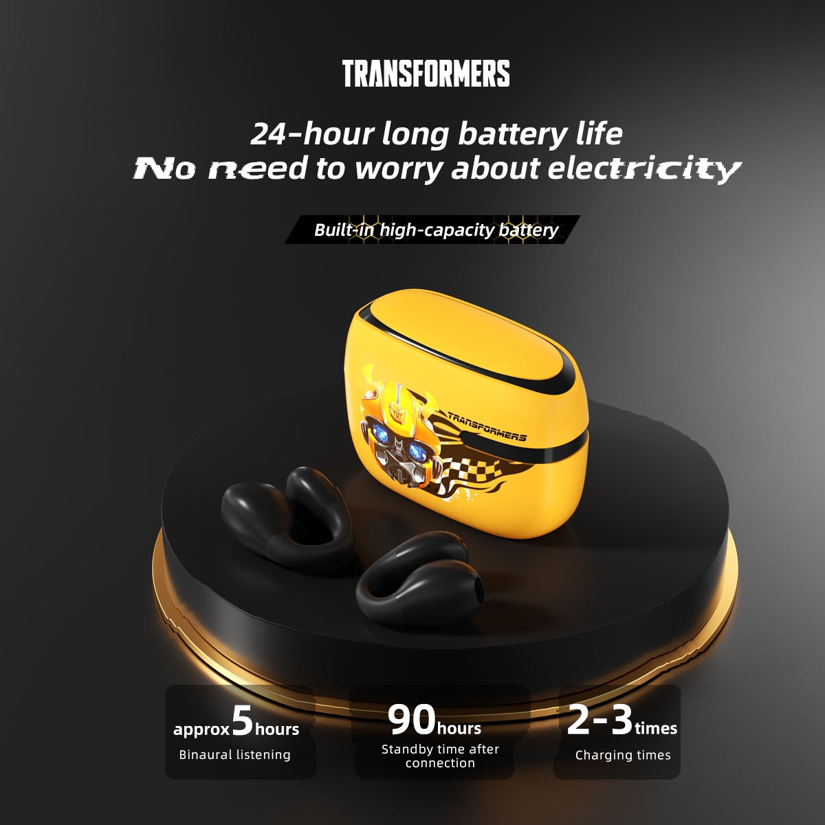 ENC Noise Reduction: Clear calling, word by word clarity.
Innovative Not In-Ear Design: Experience true wearing senselessness, comfortable and stable.
24-Hour Long Battery Life: Built-in high-capacity battery, no need to worry about electricity.
Game Sound and Picture Synchronization: Keep up with your rhythm at all times.
Newly Upgraded Wireless 5.3: Offers more stable and faster connectivity.
Clip-On Design: More secure wearing.
HIFI Stereo Sound: Ultra-large dynamic coil for purer sound quality.
HD Call: Clear communication, no barriers in conversation.
Large-Capacity Battery Life: Approximately 5 hours of binaural listening, 90 hours of standby time after connection.
Multi-System Compatibility: Supports Android, Windows, and iOS systems., Transformers TWS Earbuds - Grey