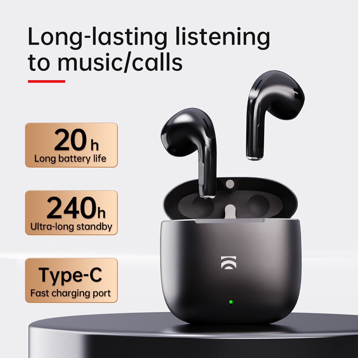 Smart Touch Control: Easy operation, control music playback and answer calls with just a touch.
Shallow In-Ear Design: Ergonomic design fits the ear canal comfortably, lightweight and compact for long-wearing comfort.
13mm Dynamic Speaker: Enjoy deep bass sound, crafted in a professional tuning room to restore authentic sound quality.
Long Battery Life: Offers up to 20 hours of music playback on a single charge, with an ultra-long standby time of 240 hours when used with the charging case.
Fast Charging: Equipped with a Type-C port for quick charging, allowing for a full charge in a short time.
Immerse in High-Definition Sound: Provides deep bass and clear treble, immersing you in a world of music, UiDEAL BizzCore Buds - Black