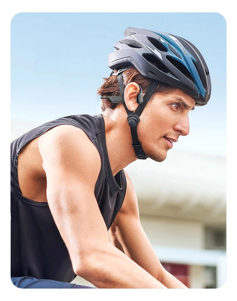 Bone conduction technology, non-in-ear design, protects hearing while providing clear sound quality.
Open-fit wear, maintains awareness of surroundings, suitable for outdoor sports.
Lightweight and comfortable, designed for extended wear and secure fit.
Water and sweat resistance, ideal for various sports scenarios.
Long-lasting battery, supports up to 12 hours of playback on a single charge, with a standby time of up to 10 days.
Bluetooth 5.4 chip for stable and fast wireless connection.
Polymer diaphragm enhances sound quality, offering a rich audio experience., Bone Conduction Headphone - Black