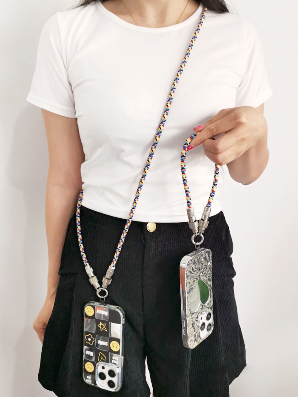 Dual Function: Acts as both a charging cable and a phone lanyard for easy carrying.
Fast Charging: Supports 60W power for quick charging of your phone.
Durable Design: Metal lock buckle to prevent accidental drops and ensure durability.
Stylish Appearance: Colorful braided cable for a personalized look.
Safety Assurance: Ensures phone security even during vigorous activities., Mobile Phone Lanyard USB C to USB C Cable (1.2m)
