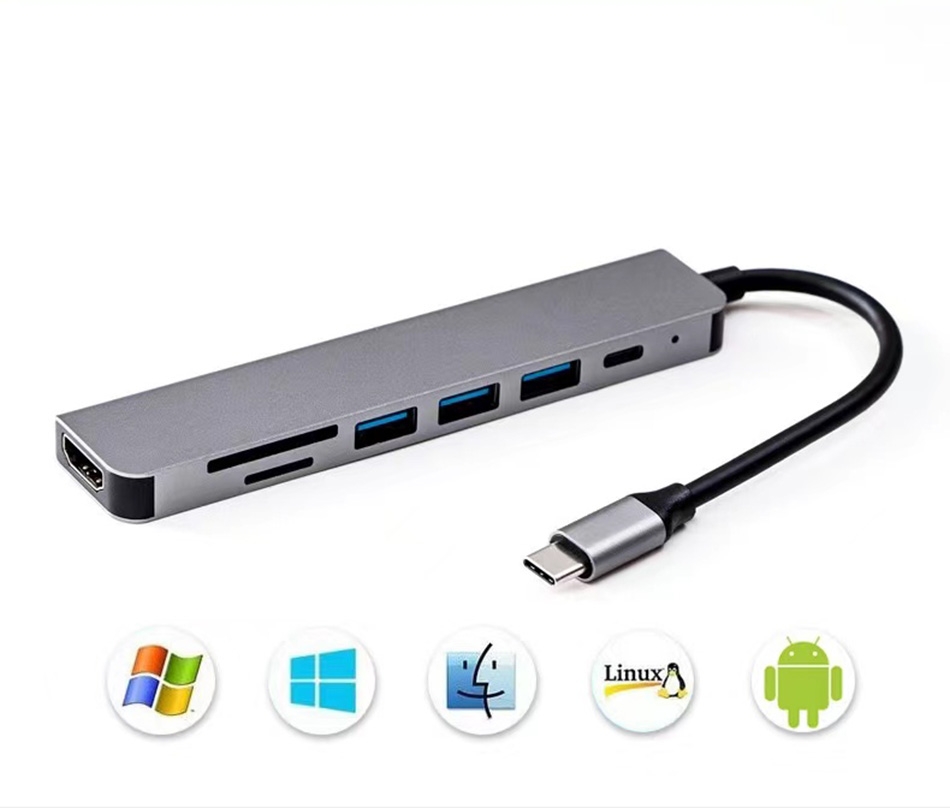 7 in 1 Multifunction: Integrates Type-C, PD charging, 3 USB ports, SD/TF card slots, and an HDTV interface for various device connections.
High-Definition Video Output: Supports HDTV interface for connecting to TVs or monitors for an enhanced video experience.
Fast Charging: PD charging port for quick and efficient power supply to devices.
Multi-Device Compatibility: Compatible with a wide range of operating systems including Windows, Mac OS, Linux, and Android.
Portable Design: Lightweight and easy to carry, making it suitable for business trips and everyday use., 7 in 1 Type C to HDTV Adapter (Type C+PD+3 Ports USB+SD/TF+HDTV) - Space Gray