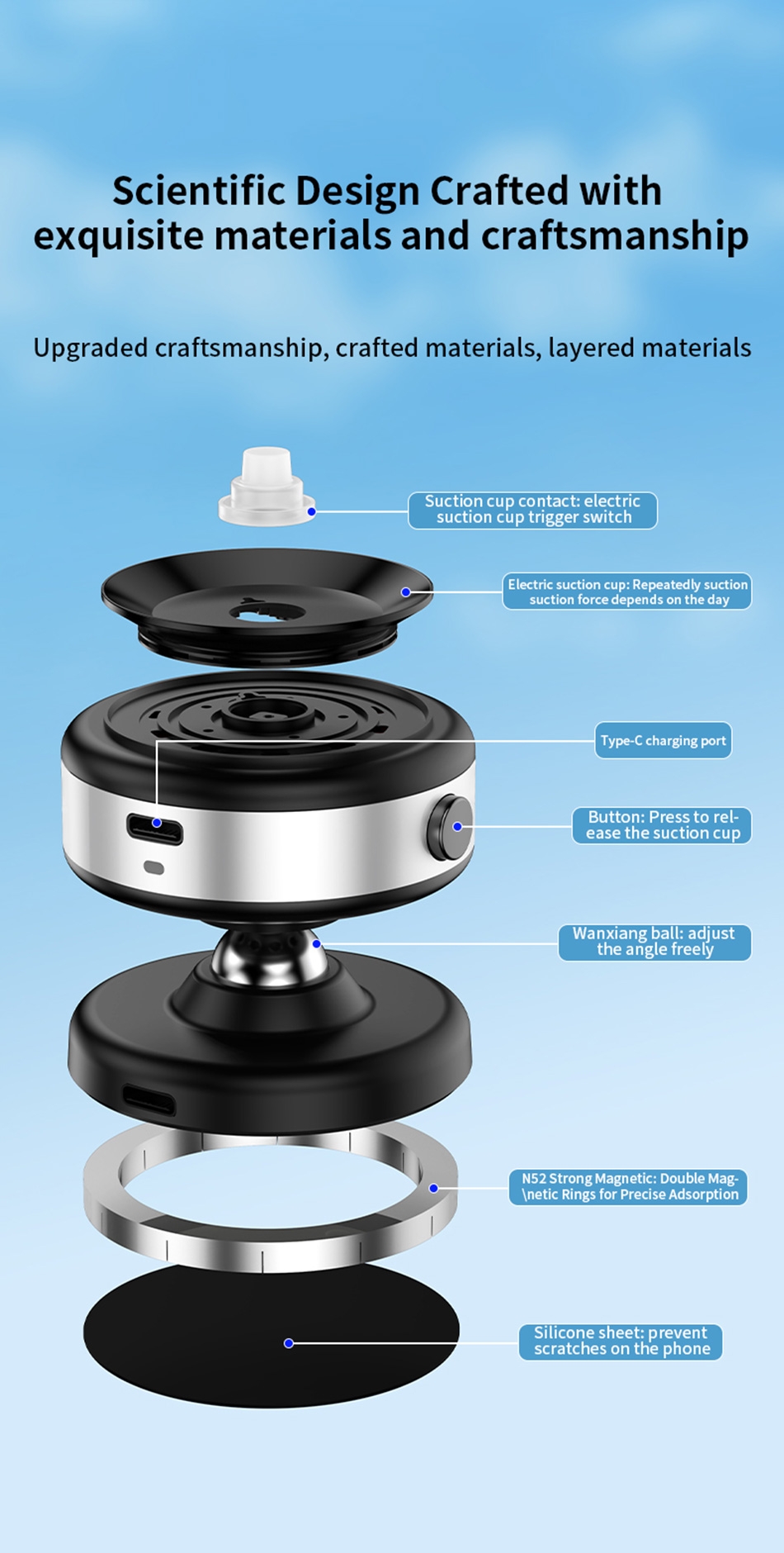 Unshakable with 60 times stronger adsorption, adjustable angles, can be placed anywhere, suitable for all car models.
Ultra-strong adsorption force, so stable you can hardly believe it, it won