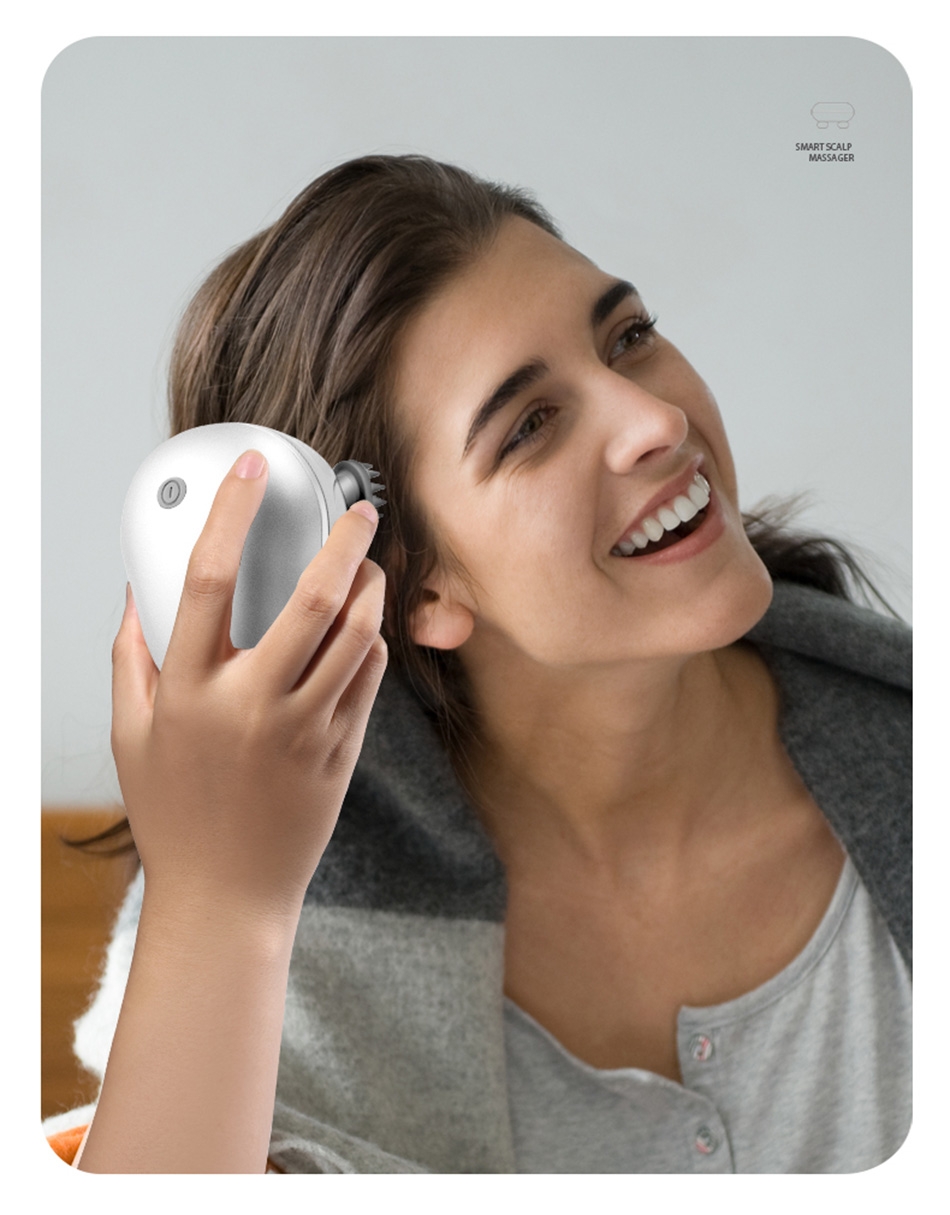 Smart Scalp Massager with three-speed adjustment to meet various massage needs.
4-wheel rotating massage combined with 6 professional massage techniques for deep scalp relaxation.
635nm red light therapy to stimulate scalp vitality and promote health.
IPX7 waterproof design, suitable for both dry and wet use, easy to clean.
Soft silicone material with a baby-like touch, gentle on the scalp.
Wireless and portable with a 1200mAh large capacity battery for long-lasting use.
One-button operation, easy to use, suitable for the whole family., Smart Scalp Massager - White
