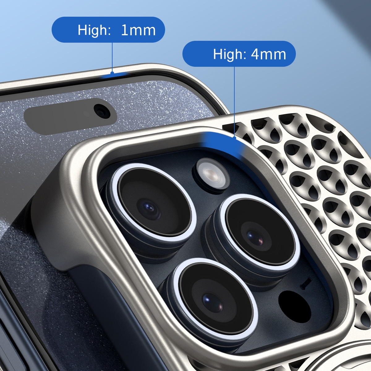 Metal Case with Front and Back Tempered Glass , Magnetic PC Case with Metal Paint and Ring for iPhone 15 Pro Max - Silver