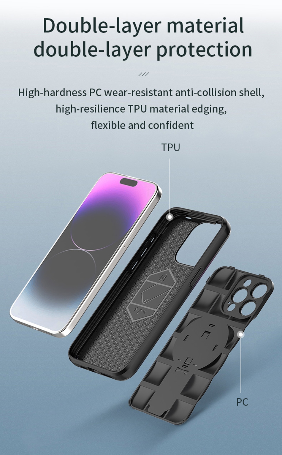 Double-layer Material Protection: Combines high-hardness PC and high-resilience TPU materials for robust and flexible double-layer protection.
All-Round Protection: 360° shockproof design with thickened corners to effectively prevent damage from drops and impacts.
Magnetic Feature: Equipped with a strong magnetic sheet for wireless charging and car mount convenience.
Multi-Airbag Structure: Multi-layer airbag design effectively dissipates impact force, enhancing protective performance.
Comfortable Grip: Soft-touch material, smooth to the touch, resistant to dirt and fingerprints, easy to clean.
Color Options: Available in dark blue and green, catering to different user preferences.
Versatile Use: Suitable for various scenarios such as office, driving, and entertainment, providing protection anytime, anywhere., Visible Airbag Magnetic Phone Case for iPhone 15 Pro Max - Blue