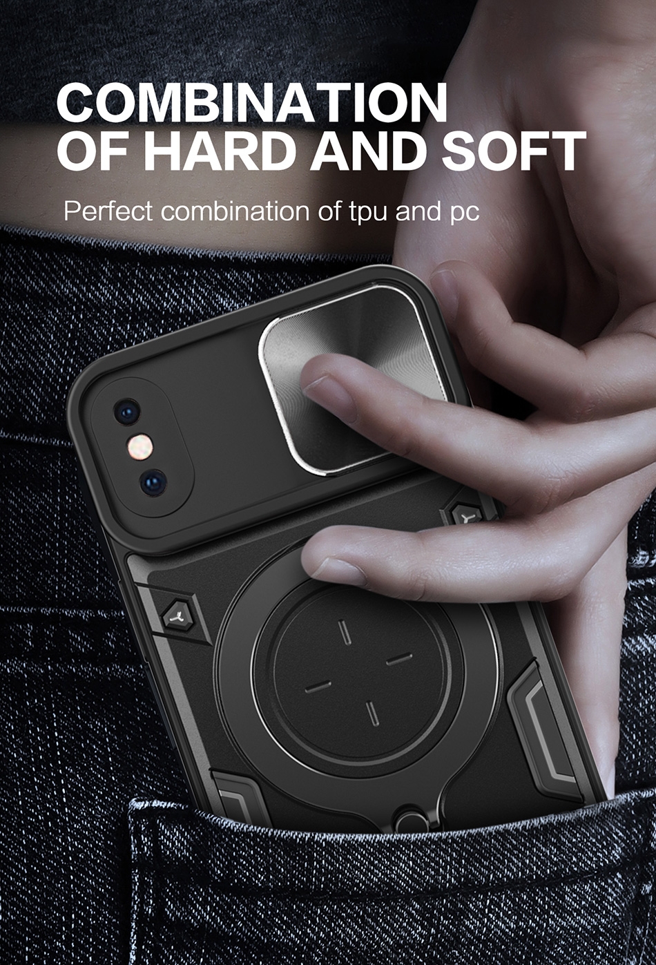 Car Mount Magnetic Military Shell,CD pattern sllding window
Alloy support
Pc backplane
lron sheet
TPU soft bottom,High efficiencyand convenience
Free angle adjustment, life happiness up
Horizontal screenFree your hands at home
Incoming call flashing,Vertical screen
Efficient office in the workplace,All round protectionSlide lensPhone needs to activate the call flash prompt function
Incoming call flashing,All inclusive lens
The screenis higher
All inclusive lens protection with lens sliding windowThe screen is higher than the protective film
COMBINATIONOF HARD AND SOFT
Perfect combination of tpu and pc, 2 in 1 Protect Case with Wireless Charging and Camera Protector for iPhone XR - Blue