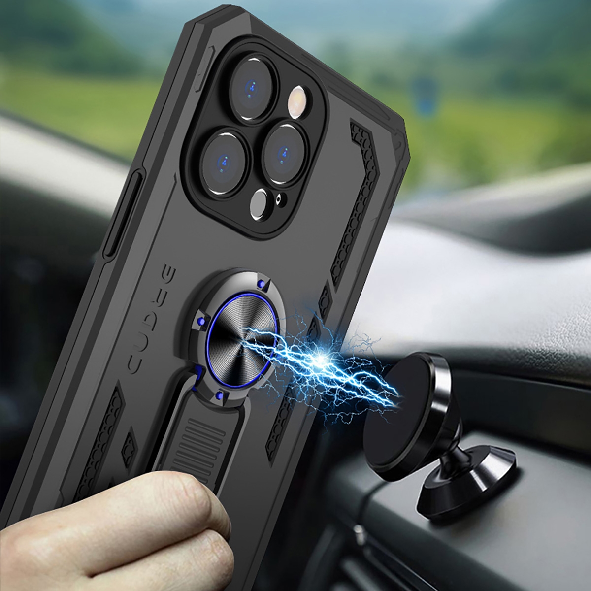 Metal Case with Front and Back Tempered Glass , 2 in 1 Protect Case with Metal Ring for iPhone 15 - Green