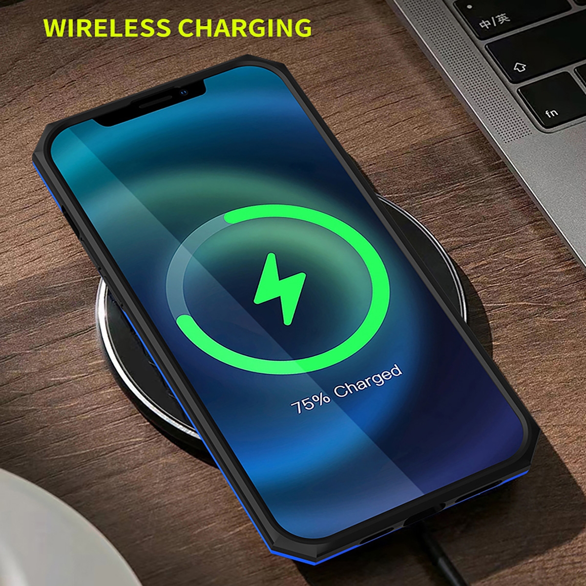 Metal Case with Front and Back Tempered Glass , 2 in 1 Protect Case with Metal Ring for iPhone 15 - Green