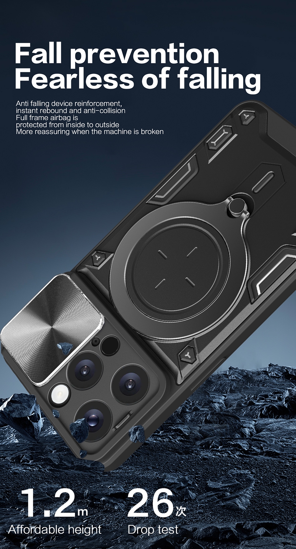 Car Mount Magnetic Military Shell,CD pattern sllding window
Alloy support
Pc backplane
lron sheet
TPU soft bottom,High efficiencyand convenience
Free angle adjustment, life happiness up
Horizontal screenFree your hands at home
Incoming call flashing,Vertical screen
Efficient office in the workplace,All round protectionSlide lensPhone needs to activate the call flash prompt function
Incoming call flashing,All inclusive lens
The screenis higher
All inclusive lens protection with lens sliding windowThe screen is higher than the protective film
COMBINATIONOF HARD AND SOFT
Perfect combination of tpu and pc, 2 in 1 Protect Case with Wireless Charging and Camera Protector for iPhone 16 Pro- Blue