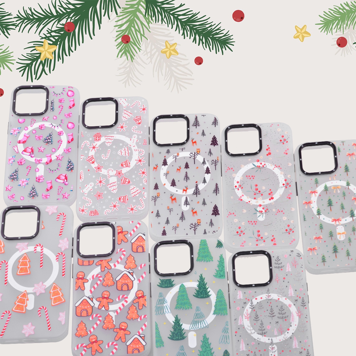 ❆【Aesthetic Christmas Design】A unique fashionable clear phone case with a chic Christmas print pattern design that doesn
