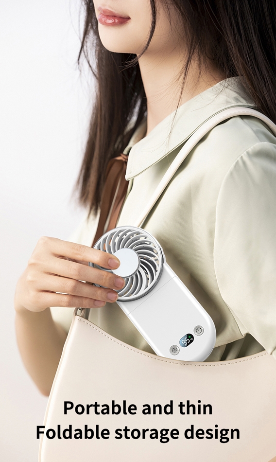 Long-lasting battery life for enduring coolness: 2000mAh battery for extended cool experience.
Portable design, travel-friendly: Compact and lightweight, perfect for summer travels.
Neck-worn fan: Hands-free, wear around your neck for on-the-go refreshment.
Three-speed control for multiple cooling experiences: Switch between soft and strong breezes.
Handheld design for unrestricted use: Enjoy cool air anytime, anywhere.
Intelligent digital display for easy operation: Shows battery and wind speed at a glance.
Multi-functional: Cold compress refrigeration, wrist fan, mobile phone stand, power bank, handheld, and desktop fan.
Low-noise operation for a peaceful environment: Quiet enough for work and relaxation., Portable Handheld Refrigerating Fan - White