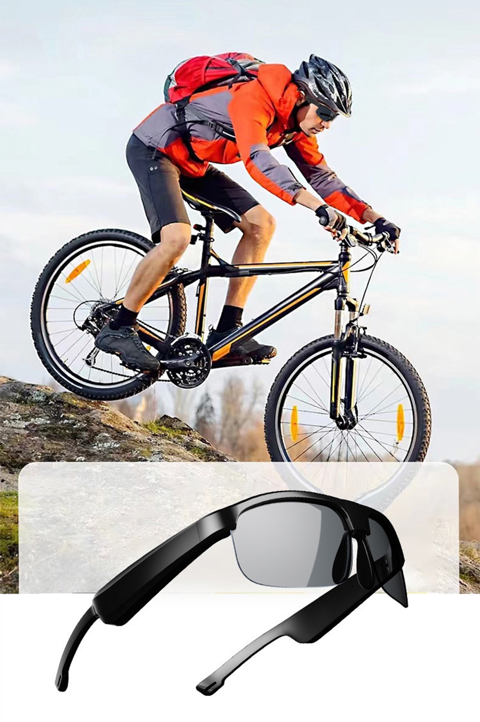 One-key start-up for easy operation suitable for all users.
Built-in Bluetooth 5.3 chip for stable connection and high-quality calls.
Directional transmission technology reduces environmental noise for clear calls.
Voice assistant feature for easy control of your devices.
UV protection HD lenses to protect your eyes from sunlight.
Durable design, not easy to break, suitable for various outdoor activities.
Comfortable for long-time wearing without fatigue.
Three-dimensional surround sound for an immersive music experience., Bluetooth Sunglasses with Built-in Mic & Speakers