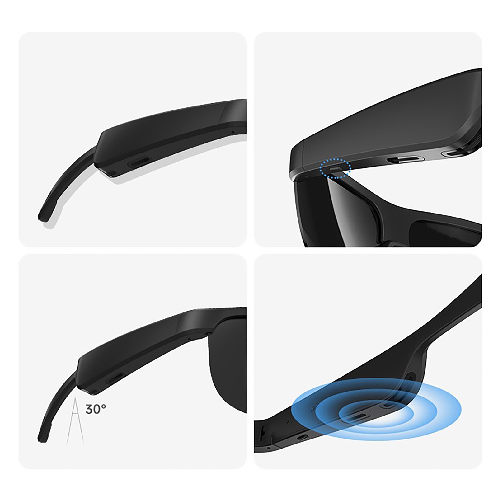 One-key start-up for easy operation suitable for all users.
Built-in Bluetooth 5.3 chip for stable connection and high-quality calls.
Directional transmission technology reduces environmental noise for clear calls.
Voice assistant feature for easy control of your devices.
UV protection HD lenses to protect your eyes from sunlight.
Durable design, not easy to break, suitable for various outdoor activities.
Comfortable for long-time wearing without fatigue.
Three-dimensional surround sound for an immersive music experience., Bluetooth Sunglasses with Built-in Mic & Speakers