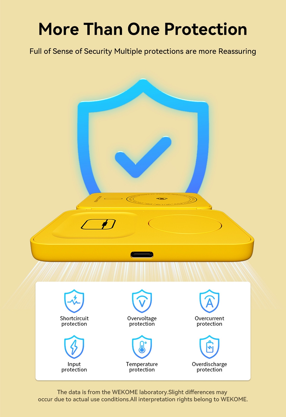 3 in 1 Portable Folding Wireless Charger - Yellow