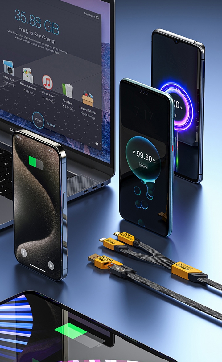 2 Braid Fast Charging Cable with Magnetic Zinc Alloy Ports