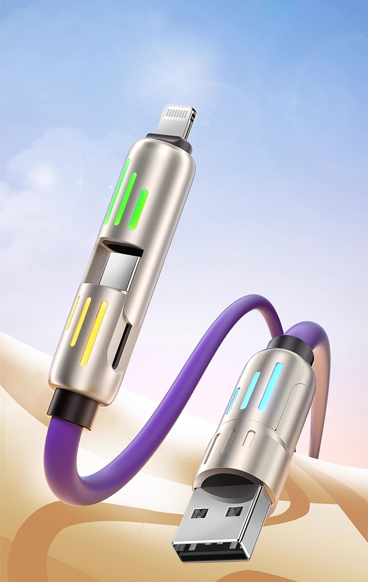 4 in 1 Fast Charging Cable (1m) - Purple