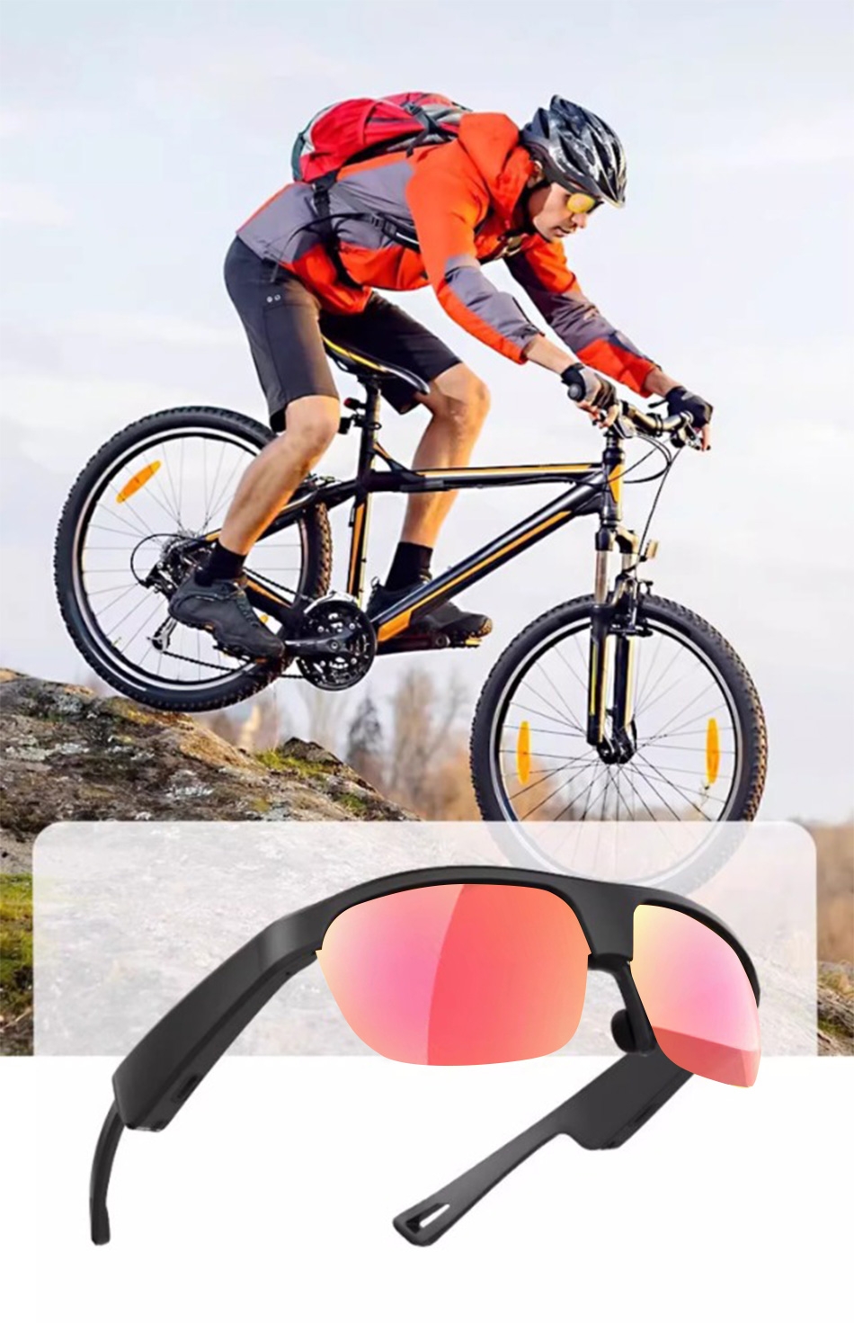 Bluetooth Sunglasses with Built-in Mic & Speakers - Colorful